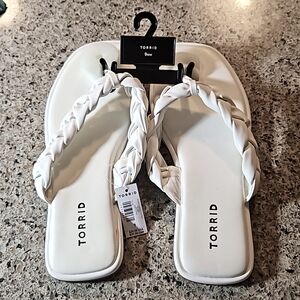 TORRID White Braided Thong Sandals Size 9WW